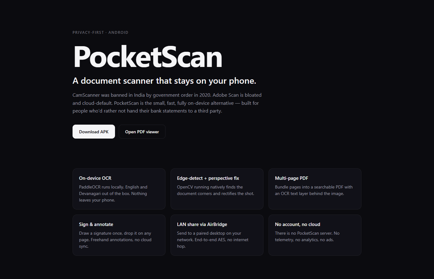 PocketScan screenshot
