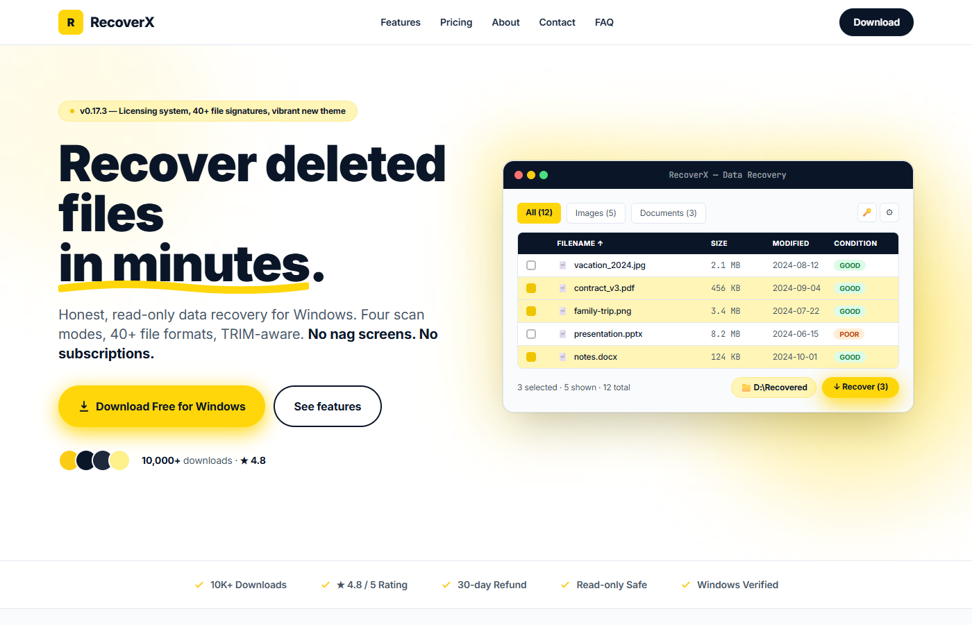 RecoverX screenshot
